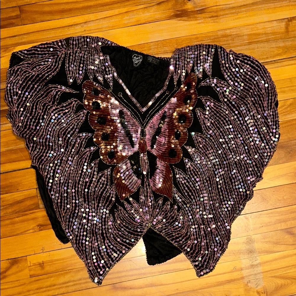 Vintage!Butterfly Sequin Top